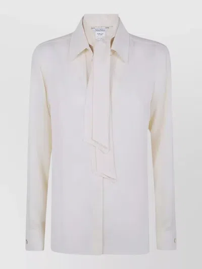 Max Mara Mxmcolmo Silk Shirt Scarf Tie Detail In Gray