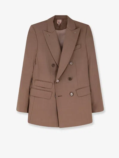 Max Mara Mxmcupola Virgin Wool Blazer In Brown