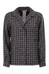 Max Mara Semi-fitted Printed Silk Shirt - Ultramarine In Gray