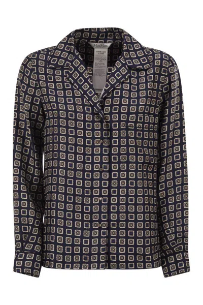 Max Mara Mxmdisco - Semi-fitted Printed Silk Shirt In Brown