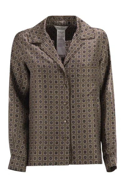 Max Mara Maxmara Mxmdisco Semi Fitted Printed Silk Shirt In Brown