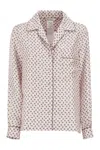 Max Mara Long Sleeve Top All Over Print Nylon In Pink