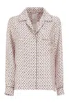Max Mara Long Sleeve Top All Over Print Nylon In Pink