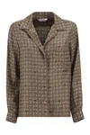Max Mara Maxmara Mxmdisco Semi Fitted Printed Silk Shirt In Brown