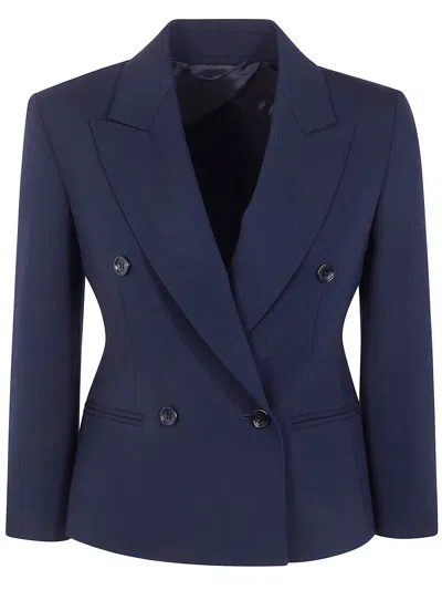 Max Mara Mxmdorico Stretch Virgin Wool Blazer In Blue