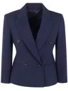 Max Mara Mxmdorico Stretch Virgin Wool Blazer In Blue