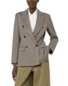 Max Mara Tailored Houndstooth Jacket Structured Shoulders In Black