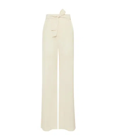 Max Mara Mxmeditto - Fluid Tailored Trousers In Pure Virgin Wool In White