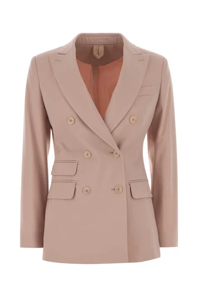 Max Mara Stretch Wool Egrege Blazer Notch Lapels In Pink