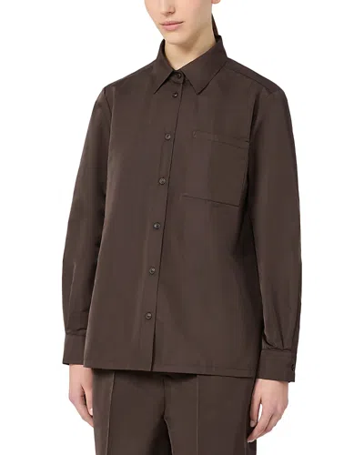 Max Mara Mxmentrata Button Front Shirt In Brown