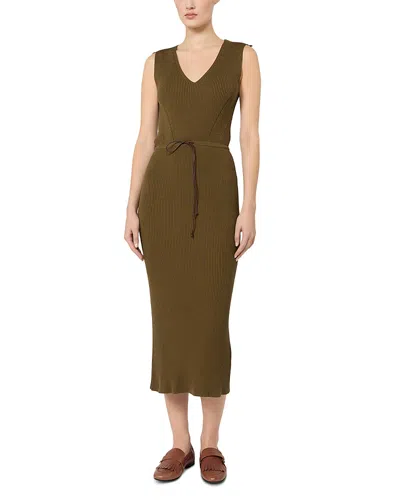 Max Mara Mxmfado Ribbed Knit Dress In Brown