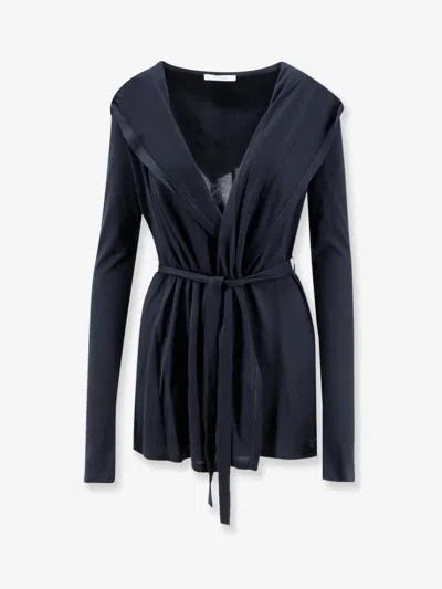 Max Mara Mxmfalda Lyocell And Silk Cardigan In Blue