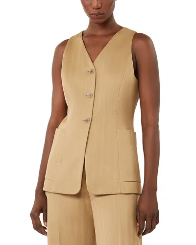 Max Mara Mxmfalla Semi Fitted Single Breasted Gilet In Brown
