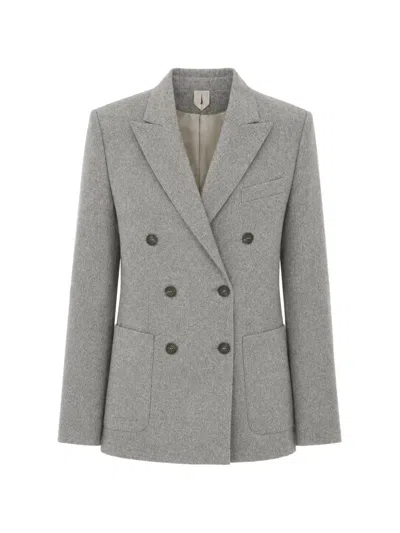 Max Mara Mxmflash Double-breasted Jacket In Gray