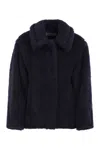 Max Mara Mxmfuggito - Cropped Coat In Alpaca, Wool And Silk Teddy Fabric In Blue