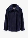 Max Mara Mxmfuggito Alpaca And Virgin Wool Fur Jacket In Blue