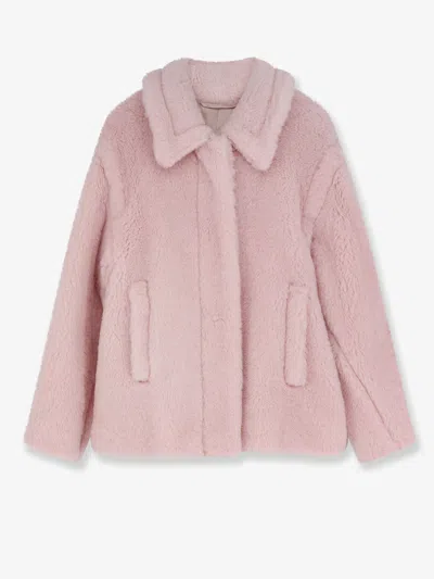 Max Mara Mxmfuggito Alpaca, Virgin Wool And Silk Jacket In Pink