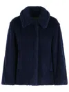 Max Mara Alpaca Wool Jacket Collared Design Front Pockets In Blue