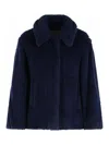 Max Mara Alpaca Wool Jacket Collared Design Front Pockets In Blue