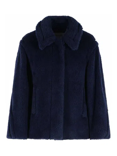 MAX MARA MXMFUGGITO BLUE ALPACA AND WOOL JACKET
