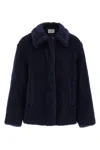 Max Mara Alpaca Wool Jacket Collared Design Front Pockets In Blue
