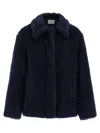 Max Mara Alpaca Wool Jacket Collared Design Front Pockets In Blue