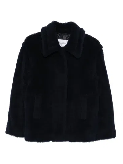 Max Mara "mxmfuggito" Single Breasted Short Classic Coat In Black