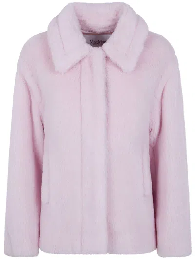 Max Mara "mxmfuggito" Single Breasted Short Classic Coat In Pink