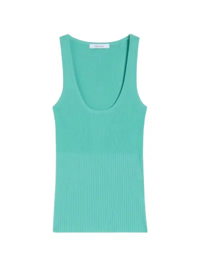 Max Mara Mxmghiro Ribbed Tank Top In Blue