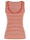 Max Mara Coral Striped Rib Tank Top In Red