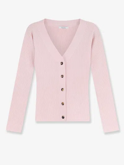 Max Mara Mxmgioiosa Ribbed Wool And Cashmer Ecardigan In Pink