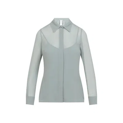 Max Mara Mxmgolfo - Silk Chiffon Shirt With Matching Top In Blue