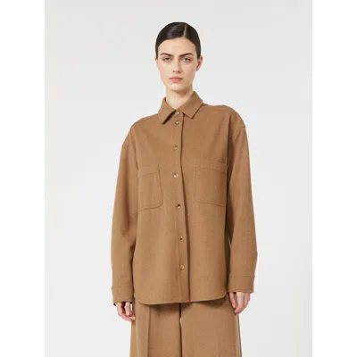 Max Mara Camel Hair And Wool-blend Shirt In Brown