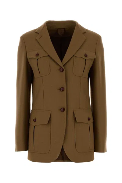 Max Mara Wool Locusta Double Breasted Tailored Blazer In Brown