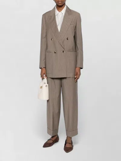 Max Mara Mxmmanetta Light Wool Tailored Suit Trousers In Brown