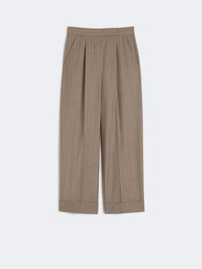 Max Mara "mxmmanetta" Short Light Wool Trousers In Neutral