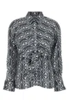 Max Mara Silk Monogram Blouse In Black