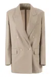 Max Mara Double-breasted Wool Blend Blazer In Neutral
