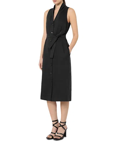 Max Mara Navetta Linen And Silk Midi Dress In Black