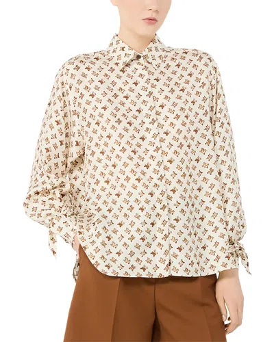 Max Mara Mxmobice Printed Silk Shirt In Neutral