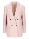 Max Mara Ombrosa Double Breasted Wool Blazer Jackets Rose In Pink