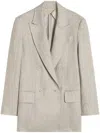 Max Mara Double-breasted Linen Blazer With Wide Lapels In Neutral