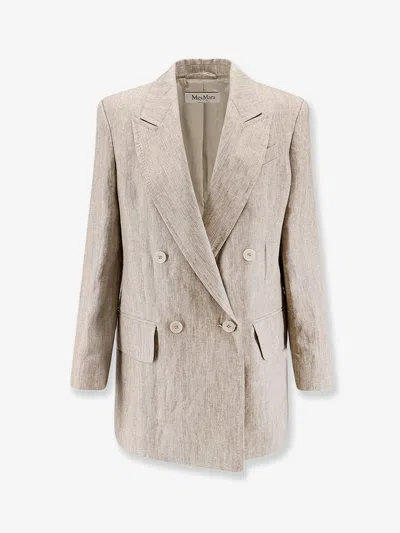 Max Mara Mxmolimpia Linen Blazer In Sand