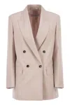 Max Mara Mxmombrosa - Double-breasted Blazer In Wool, Mohair And Silk In Brown
