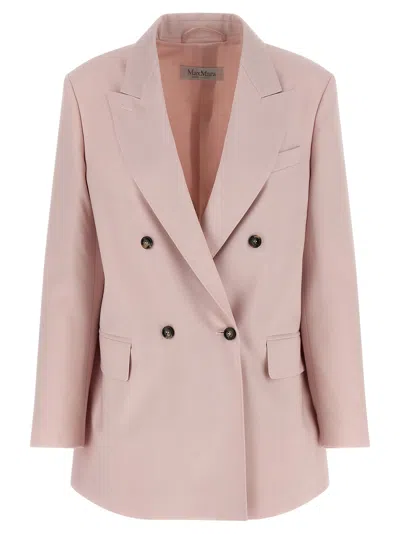 Max Mara Ombrosa Double Breasted Wool Blazer Jackets Rose In Purple