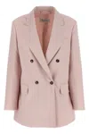 Max Mara Ombrosa Double Breasted Wool Blazer Jackets Rose In Pink