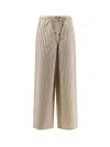 Max Mara Wide-fit Striped Cotton And Silk Canvas Trousers In Neutral