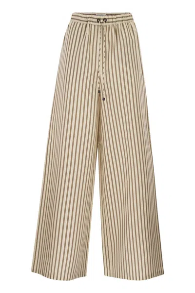 MAX MARA MAX MARA MXMORDINE - WIDE-LEG TROUSERS IN STRIPED COTTON AND SILK CANVAS