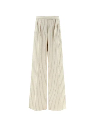 Max Mara Mxmosso Wide Leg Striped Pleated Trousers In Multi