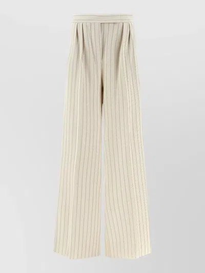 Max Mara Mxmosso Wide Leg Striped Pleated Trousers In Multi